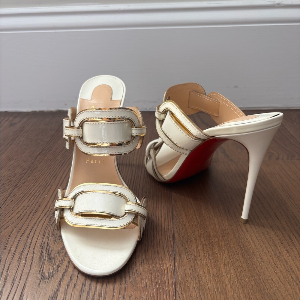 Christian Louboutin White and Gold Heels - NWT